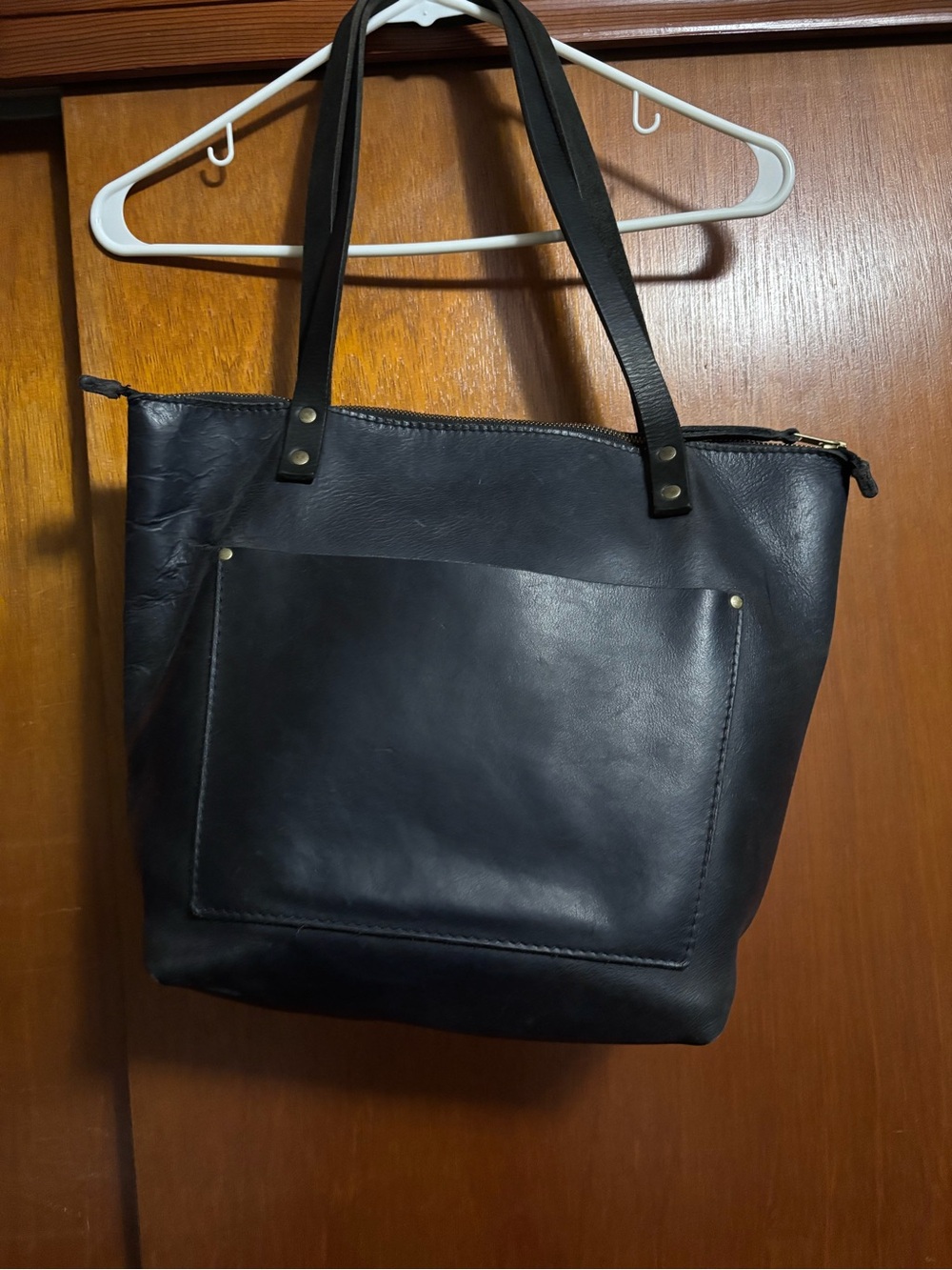 Dark Blue Portland Leather Tote